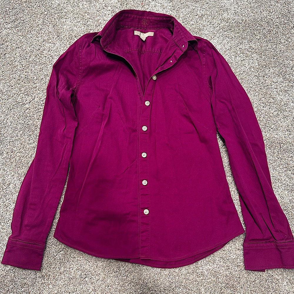 Banana Republic Fuchsia Pink Purple Button-Up Shirt